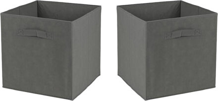 Urban Living Opbergmand/kastmand Square Box - 2x - karton/kunststof - 29 liter - antraciet - 31 x 31 cm