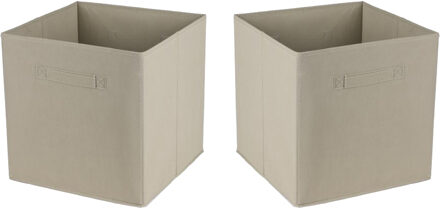 Urban Living Opbergmand/kastmand Square Box - 2x - karton/kunststof - 29 liter - beige - 31 x 31 cm
