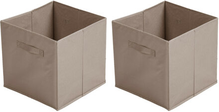 Urban Living Opbergmand/kastmand Square Box - 2x - karton/kunststof - 29 liter - beige - 31 x 31 x 31 cm - Opbergmanden