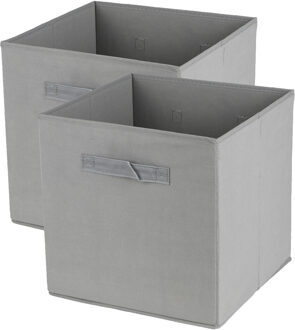 Urban Living Opbergmand/kastmand Square Box - 2x - karton/kunststof - 29 liter - betongrijs - 31 x 31 x 31 cm