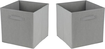 Urban Living Opbergmand/kastmand Square Box - 2x - karton/kunststof - 29 liter - grijs - 31 x 31 cm