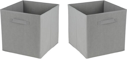 Urban Living Opbergmand/kastmand Square Box - 2x - karton/kunststof - 29 liter - grijs - 31 x 31 x 31 cm - Opbergmanden