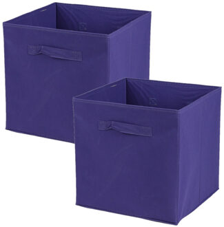 Urban Living Opbergmand/kastmand Square Box - 2x - karton/kunststof - 29 liter - paars - 31 x 31 x 31 cm