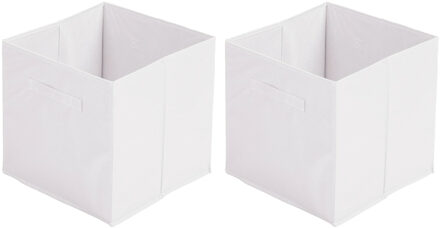 Urban Living Opbergmand/kastmand Square Box - 2x - karton/kunststof - 29 liter - wit - 31 x 31 cm