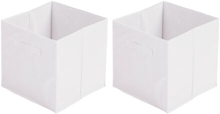Urban Living Opbergmand/kastmand Square Box - 2x - karton/kunststof - 29 liter - wit - 31 x 31 x 31 cm - Opbergmanden