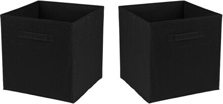 Urban Living Opbergmand/kastmand Square Box - 2x - karton/kunststof - 29 liter - zwart - 31 x 31 cm