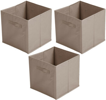 Urban Living Opbergmand/kastmand Square Box - 3x - karton/kunststof - 29 liter - beige - 31 x 31 x 31 cm - Opbergmanden