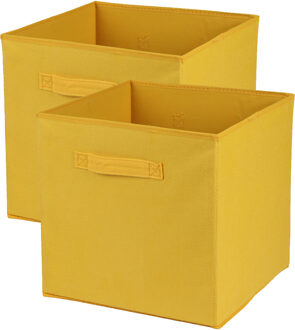 Urban Living Opbergmand/kastmand Square Box - 3x - karton/kunststof - 29 liter - geel - 31 x 31 x 31 cm