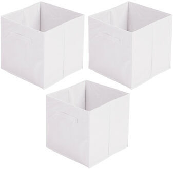 Urban Living Opbergmand/kastmand Square Box - 3x - karton/kunststof - 29 liter - wit - 31 x 31 cm