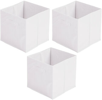 Urban Living Opbergmand/kastmand Square Box - 3x - karton/kunststof - 29 liter - wit - 31 x 31 x 31 cm - Opbergmanden