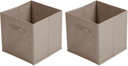 Urban Living Opbergmand/kastmand Square Box - 4x - karton/kunststof - 29 liter - beige - 31 x 31 cm