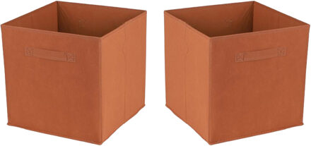 Urban Living Opbergmand/kastmand Square Box - 4x - karton/kunststof - 29 liter - oranje - 31 x 31 cm