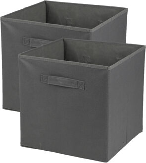 Urban Living Opbergmand/kastmand Square Box - 4x - karton/kunststof - 29 liter - titanium grijs - 31 x 31 x 31 cm