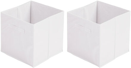 Urban Living Opbergmand/kastmand Square Box - 4x - karton/kunststof - 29 liter - wit - 31 x 31 cm