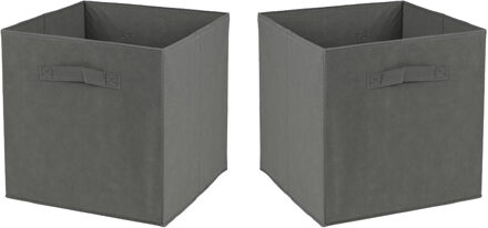 Urban Living Opbergmand/kastmand Square Box - 6x - karton/kunststof - 29 liter - antraciet - 31 x 31 cm