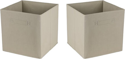 Urban Living Opbergmand/kastmand Square Box - 6x - karton/kunststof - 29 liter - beige - 31 x 31 cm