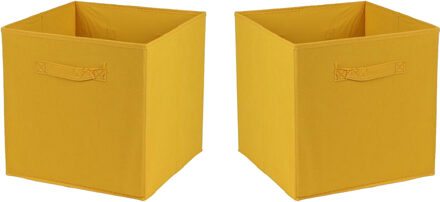 Urban Living Opbergmand/kastmand Square Box - 6x - karton/kunststof - 29 liter - oker geel - 31 x 31 cm