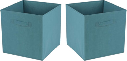 Urban Living Opbergmand/kastmand Square Box - 6x - karton/kunststof - 29 liter - petrol blauw - 31 x 31 cm