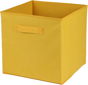 Urban Living Opbergmand/kastmand Square Box - karton/kunststof - 29 liter - geel - 31 x 31 x 31 cm