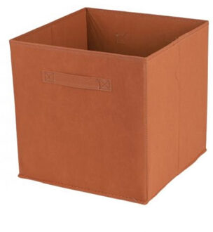 Urban Living Opbergmand/kastmand Square Box - karton/kunststof - 29 liter - oranje - 31 x 31 cm