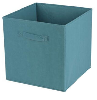 Urban Living Opbergmand/kastmand Square Box - karton/kunststof - 29 liter - petrol blauw - 31 x 31 x 31 cm