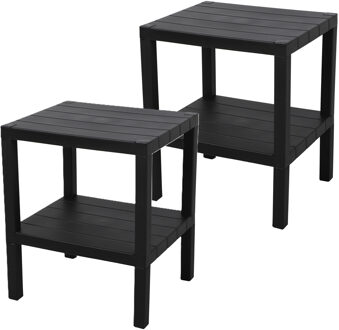 Urban Living Opbergrek 2- 2x -laags - zwart - kunststof - 39 x 33 x 45 cm - schuur/zolder rekje