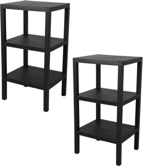 Urban Living Opbergrek 3- 2x -laags - zwart - kunststof - 39 x 33 x 72 cm - schuur/zolder rekje