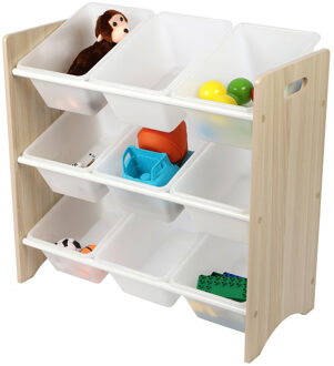 Urban Living Opbergrek 3-laags met bakken - wit - hout/kunststof - 64 x 30 x 60 cm - speelgoed - kinderkamer