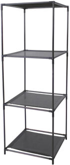 Urban Living Opbergrek 3-laags - metaal - kunststof - zwart - 34 x 104 cm - voor opbergmanden