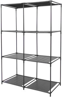 Urban Living Opbergrek 3-laags - metaal - kunststof - zwart - 68 x 104 cm - voor opbergmanden