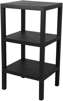 Urban Living Opbergrek 3-laags - zwart - kunststof - 39 x 33 x 72 cm - schuur/zolder rekje