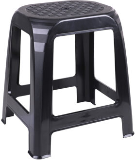 Urban Living opstapje/zit krukje - kunststof - zwart - 41 x 36 x 46 cm - Keuken/badkamer - Krukjes