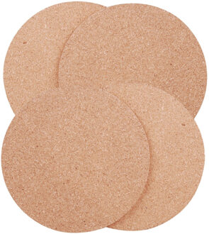 Urban Living Pannen onderzetters rond - set 4x stuks - van kurk - dia 18 cm
