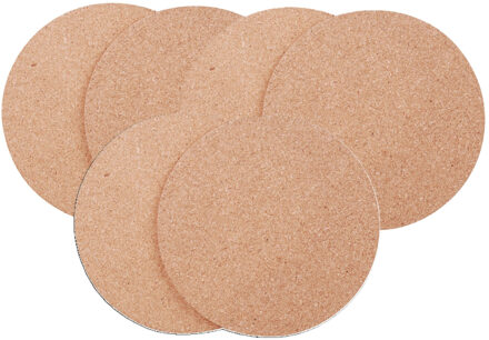 Urban Living Pannen onderzetters rond - set 6x stuks - van kurk - dia 18 cm