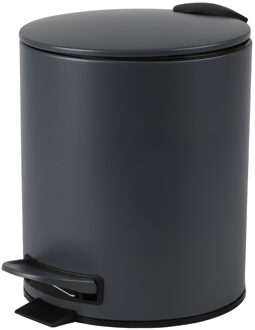 Urban Living Pedaalemmer Toulon - antraciet - 5 liter - metaal - 21 x 26 cm - soft-close - voor toilet/badkamer