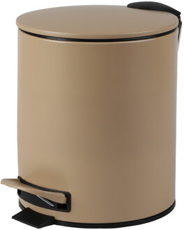 Urban Living Pedaalemmer Toulon - beige - 5 liter - metaal - 21 x 26 cm - soft-close - voor toilet/badkamer