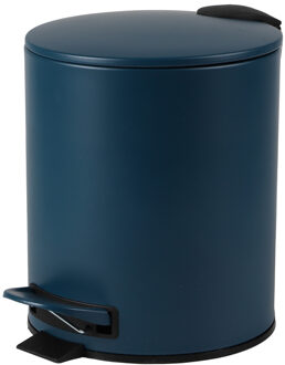 Urban Living Pedaalemmer Toulon - donkerblauw - 5 liter - metaal - 21 x 26 cm - soft-close - voor toilet/badkamer