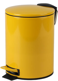 Urban Living Pedaalemmer Toulon - geel - 3 liter - metaal - 17 x 23 cm - soft-close