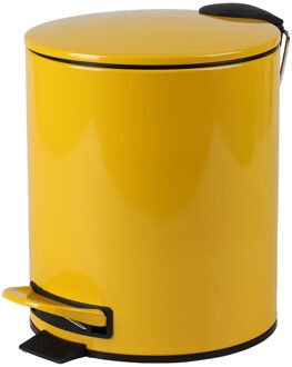 Urban Living Pedaalemmer Toulon - geel - 5 liter - metaal - 21 x 26 cm - soft-close - voor toilet/badkamer
