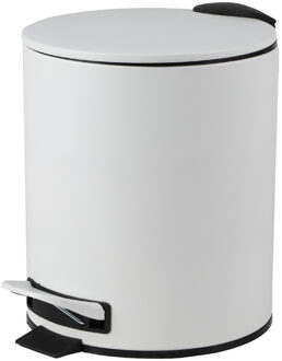 Urban Living Pedaalemmer Toulon - ivoor wit - 5 liter - metaal - 21 x 26 cm - soft-close - voor toilet/badkamer