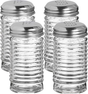 Urban Living Peper en zout stel - ribbel glas - 90 cl - setje van 4x stuks