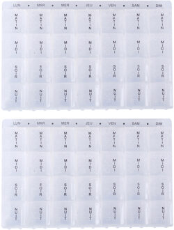 Urban Living Pillendoosje - 2x - 28-vaks - transparant - geschikt voor 7 dagen - medicijnendoosje