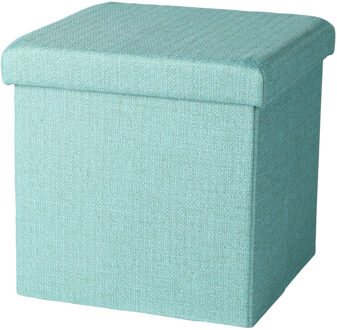 Urban Living Poef/hocker - opbergbox zit krukje - mintgroen - polyester/mdf - 38 x 38 cm - opvouwbaar