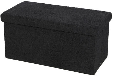 Urban Living Poef Square BOX - hocker - opbergbox - zwart - polyester/mdf - 76 x 38 x 38 cm - opvouwbaar - Poefs