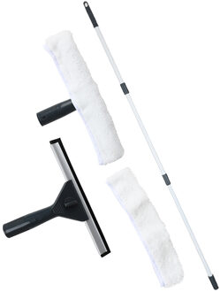 Urban Living Raamwisser met telescoopsteel - 5-delig - 128 cm - zwart - ramenwasser