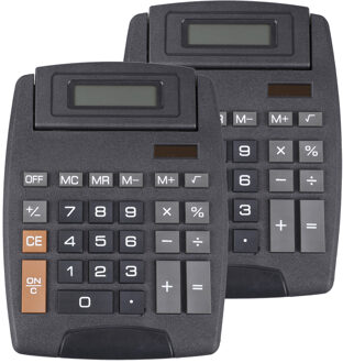Urban Living Rekenmachine solar - 2x - zwart - 20 x 15 cm - voor school of kantoor
