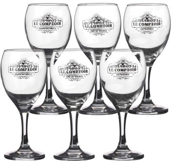 Urban Living rode wijnglazen Comptoir - gedecoreerd glas - 6x stuks - 245 ml - Wijnglazen Transparant