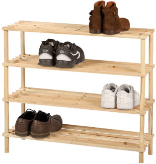 Urban Living Schoenenrek - lichtbruin - 12 paar schoenen - hout - 73x26x68 cm