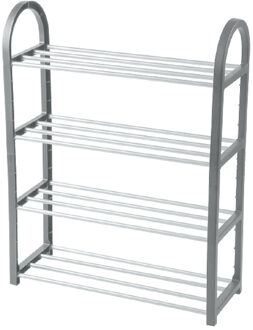 Urban Living Schoenenrek/schoenenkast - grijs - 8x paar schoenen - kunststof - 50 x 19 x 66 cm