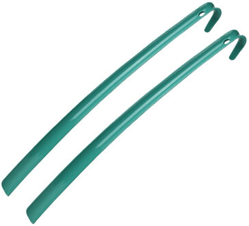 Urban Living Schoenlepel - 2x - lang - kunststof - groen - 60 cm - schoentrekker